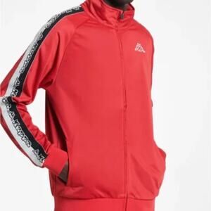 Kappa Red Full Zip Up Dartem Track Jacket M Medium Logo Tape Stripe Men's